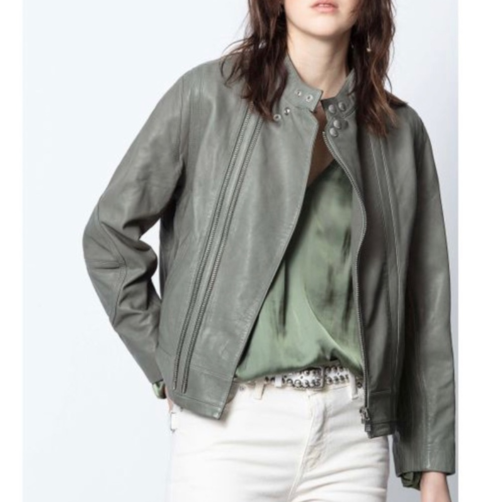 Zadig & Voltaire stone washed leather jacket  1000743590